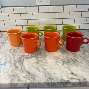 Fiestaware Set of Red, Orange, and Green O-Ring Mugs